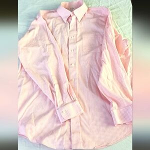 Men's Brooks Brothers long sleeve dress shirt.  Size 16-35. Pink and white check